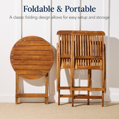 Elegant Acacia Wood 3-Piece Bistro Set with Teak Finish