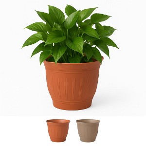 Bloem Colonnade 16" Terra Cotta Round Planter Pot with Optional Knock-Out for Drainage - 1 of 2