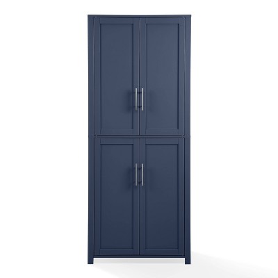 Navy Shaker-Style Tall Kitchen Storage Pantry with Adjustable Shelves