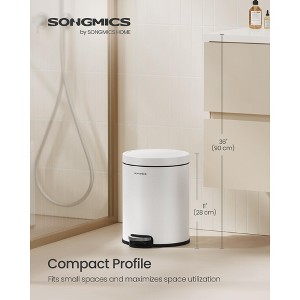 1.6 Gallon Bathroom Trash Can, Small Stainless Steel Garbage Bin with Soft-Close Lid & Pedal, Inner Bucket for Toilet Bedroom - 1 of 4