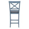 Set of 2 24.25" Romy X-Back Counter Height Barstools Blue Wood Finish/Dark Gray - Powell: Rustic Farmhouse, Armless Design, Wood Frame - 2 of 4