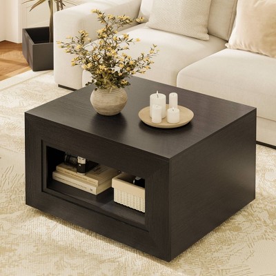 WOWLIVE Lift Top Coffee Table with Storage for Living Room, Square Wood Center Table with LED, 2-Tier Accent Cocktail Table Office Apartment