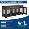 Double Dog Crate Furniture, 71 in  Indoor Wooden Dog Kennel with Removable Divider, 3 Drawers, for Medium Large Breeds, Brown+White - 3 of 4