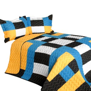 Slickblue Full/Queen Quilt Set, 100% TC Fabric Vermicelli Quilted Patchwork, Reversible, Multi Design & Color, 3pc - 1 of 4