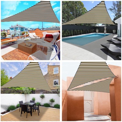 Coffee and White HDPE Triangle Sun Shade Sail for Patio