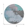Teal Blue Aqua And Taupe Abstract Washable Indoor Outdoor Area Rug - 3 of 4