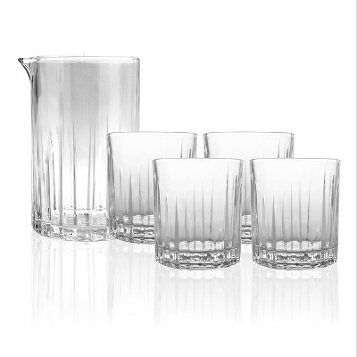 LEMONSODA Crystal Old Fashioned Spinning Glasses Set w/ Pitcher 10oz