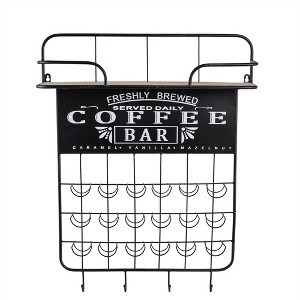 OUTSUPPLY Black Decorative Hooks, Floating Coffee Bar Shelf with Coffee Pod Holder, Hooks and Storage Shelf - 1 of 4