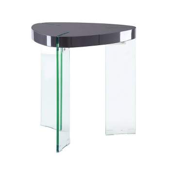 Noland 22" Accent Tables Gray High Gloss and Clear Glass - Acme Furniture