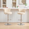 Skran Bar Stools Set of 2 with Tufted Back,Adjustable Seat,Velvet Swivel Counter Height Stools with Nailheads Trim,Upholstered Bar Chairs,Steel Base - 4 of 4