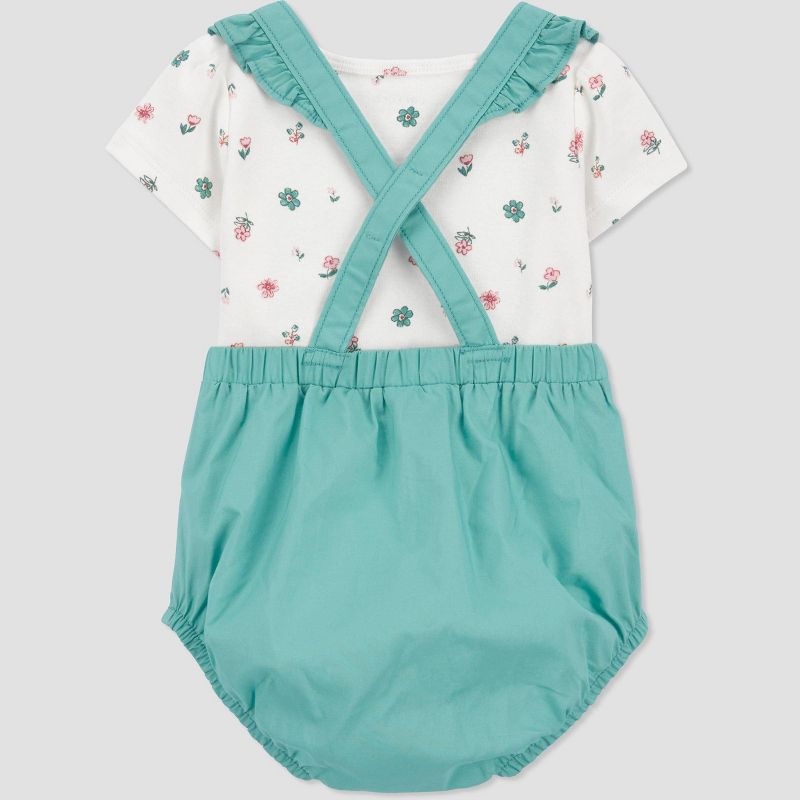 Carter&#39;s Just One You&#174; Baby Girls&#39; Floral Bubble Overalls - Green, 4 of 7