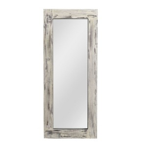 PexFix 24 in. W x 58 in. H Farmhouse Rectangular Solid Wood Framed Full Length Leaning Mirror in Weathered White - 1 of 4