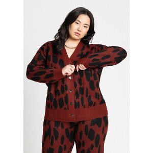 ELOQUII Women's Plus Size Printed Longline Cardigan - 1 of 4