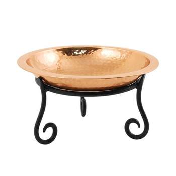 6.5" Hammered Copper Birdbath with Short Stand Polished Copper Plated - Achla Designs
