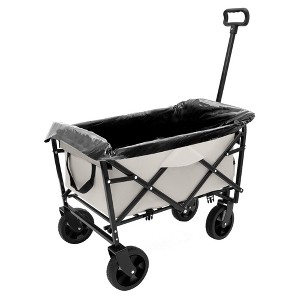 SEVOBAL Utility Storage Carts Collapsible Wagon with Plastic Liner Bags Expandable Storage All-Terrain Wheels for Outdoor , White , 16.5"*5.7"*18.9" - 1 of 4