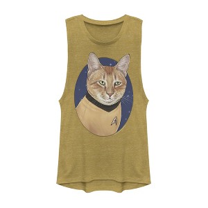 Juniors Womens Star Trek Captain Kirk Cat Festival Muscle Tee - 1 of 3