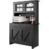 Kitchen Pantry Cabinet with Microwave Stand, Freestanding Hutch Cabinet with Buffet Storage, Tall Cabinet with Adjustable Shelves - 3 of 4