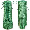 Perphy Women's Glitter Lace-Up Pointed Toe Block Heel Ankle Boots - 2 of 3