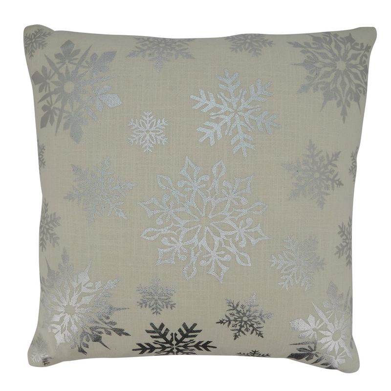 Saro Lifestyle Foil Print Snowflake Throw Pillow With Poly Filling, 1 of 4