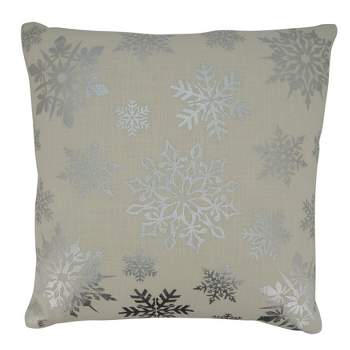 Saro Lifestyle Foil Print Snowflake Throw Pillow With Poly Filling