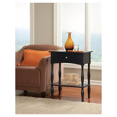 Charcoal Gray Shaker Cottage End Table with Drawer and Shelf