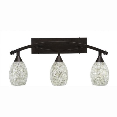 Toltec Lighting Bow 3 - Light Vanity in  Bronze with 5" Natural Fusion Shade