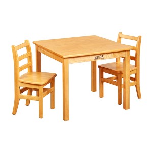 ECR4Kids 24in x 24in Square Hardwood Table with 24in Legs and Two 14in Chairs, Kids Furniture - 1 of 4