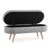 Oval Linen Storage Bench, Rubber Wood Legs, For Entryway Living Room Bedroom End Of Bed 3.6Feet - 3 of 4