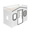 NicBex Twin Size Loft Bed Classic House Shape Pine Bunk Bed Frame with Windows, Ladder and Full Length Guardrail, No Box Spring Required - 3 of 4
