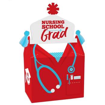 Big Dot of Happiness Nurse Graduation - Treat Box Party Favors - Medical Nursing Graduation Party Goodie Gable Boxes - Set of 12