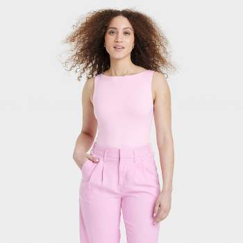 Women's Ribbed Tank Bodysuit - A New Day™ Katydid Pink Xl : Target