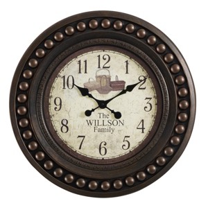 FURNIinspire Wall Clocks 20inch Round Aged Wall Clock Decorative Living Room Hanging Clock Vintage Timepiece Home Decor, Brown, 20.25"*20.25"*2.25" - 1 of 4