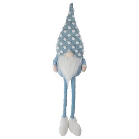 Northlight Sitting Spring Gnome Figure with a Pointy Polka Dot Hat - 34" - Blue and White - image 1 of 4