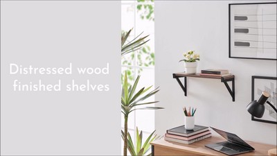 Elegantly Industrial Black Iron & Distressed Wood Floating Shelf