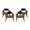 GDFStudio Osean Outdoor Iron and Acacia Wood Club Chairs and Cushion (Set of 4) - 2 of 4