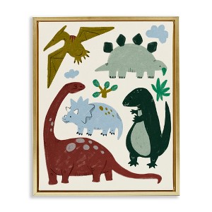 Stupell Industries Colorful Dinosaur Friends Floating Frame Canvas Art - 1 of 4