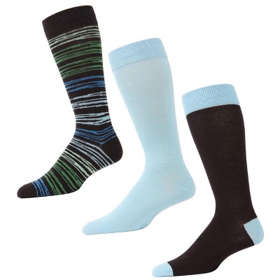 Memoi Stripe Rush Cotton Blend Crew Sock 3 Pack