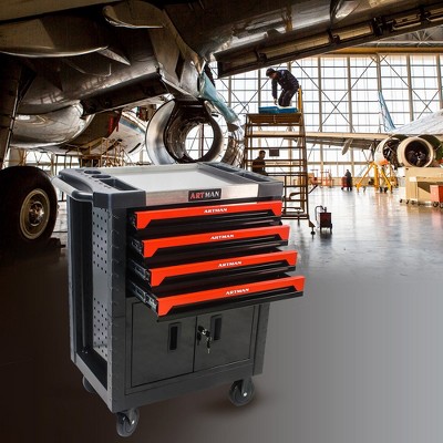 4-Drawer Rolling Tool Cart With Wheels Large Capacity Heavy-Duty Secure Locking System Smooth Drawer Operation Tool Organizer Box