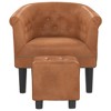 VidaXL Tub Chair with Footstool Brown Faux Leather - 3 of 4