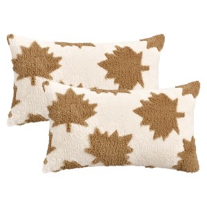 REGALWOVEN Pack of 2 Maple Leaf Jacquard Decorative Throw Pillow Covers Soft Cushion Cases for Couch Sofa Living Room - 1 of 4