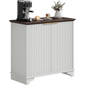 Jojoka Modern Farmhouse Sideboard Buffet Cabinet with Adjustable Shelves, Fluted Doors, and Anti-Tip Kit for Kitchen and Living Room,Oak - 1 of 4