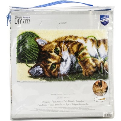 Vervaco Latch Hook Rug Kit 26.75"X15.5"-Playful Cat