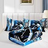 Motorcycle Comforter Set Queen Size – Blue Dirt Bike Motocross Rider Bedding with 1 Comforter & 2 Pillowcases, Extreme Sports Quilt Set for Boys Men - 4 of 4