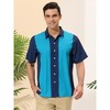 Lars Amadeus Men's Beach Striped Short Sleeve Hawaiian Color Block Button Shirts - 2 of 4