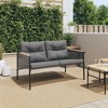 vidaXL Patio Bench with Cushions Outdoor Garden Furniture Black Steel - 3 of 4