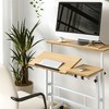 VECELO Standing Desk Adjustable Height, Computer Workstations with Tiltable Tabletop & Lockable Wheels, Portable Rolling Laptop Desk for Office, Oak - 4 of 4
