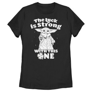 Women's Star Wars: The Mandalorian Grogu St. Patrick's Day Stars Luck is Strong with this One T-Shirt - 1 of 4