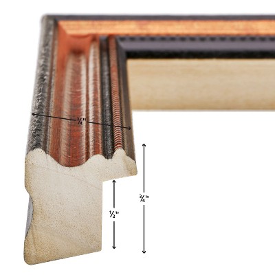 Victorian Copper and Black Wall Picture Frame with White Mat