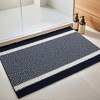 Unique Bargains Chenille Striped Machine Washable Non-Slip Soft Plush Shaggy Bathroom Rug Mat 2 Pcs - 2 of 4
