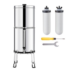 VEVOR Gravity-fed Water Filter System, 2.25G 304 Stainless-Steel Countertop Water Filtration System, Reduces Lead and up to 99% of Chlorine - 1 of 4